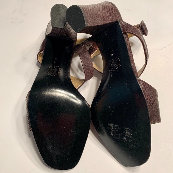 Authentic Saint Laurent Metallic Black/Gold Python Embossed  Rare Yves Saint Laurent Snake Embossed Sandals